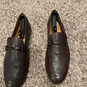 Hugo boss loafers men dark brown Size 10,fits like 11 in very good condition